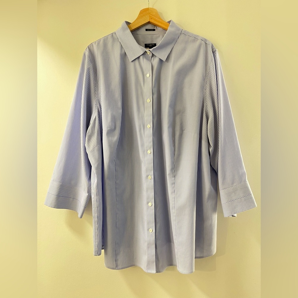 Talbots Cotton Striped Button Down Wrinkle Resist… - image 5